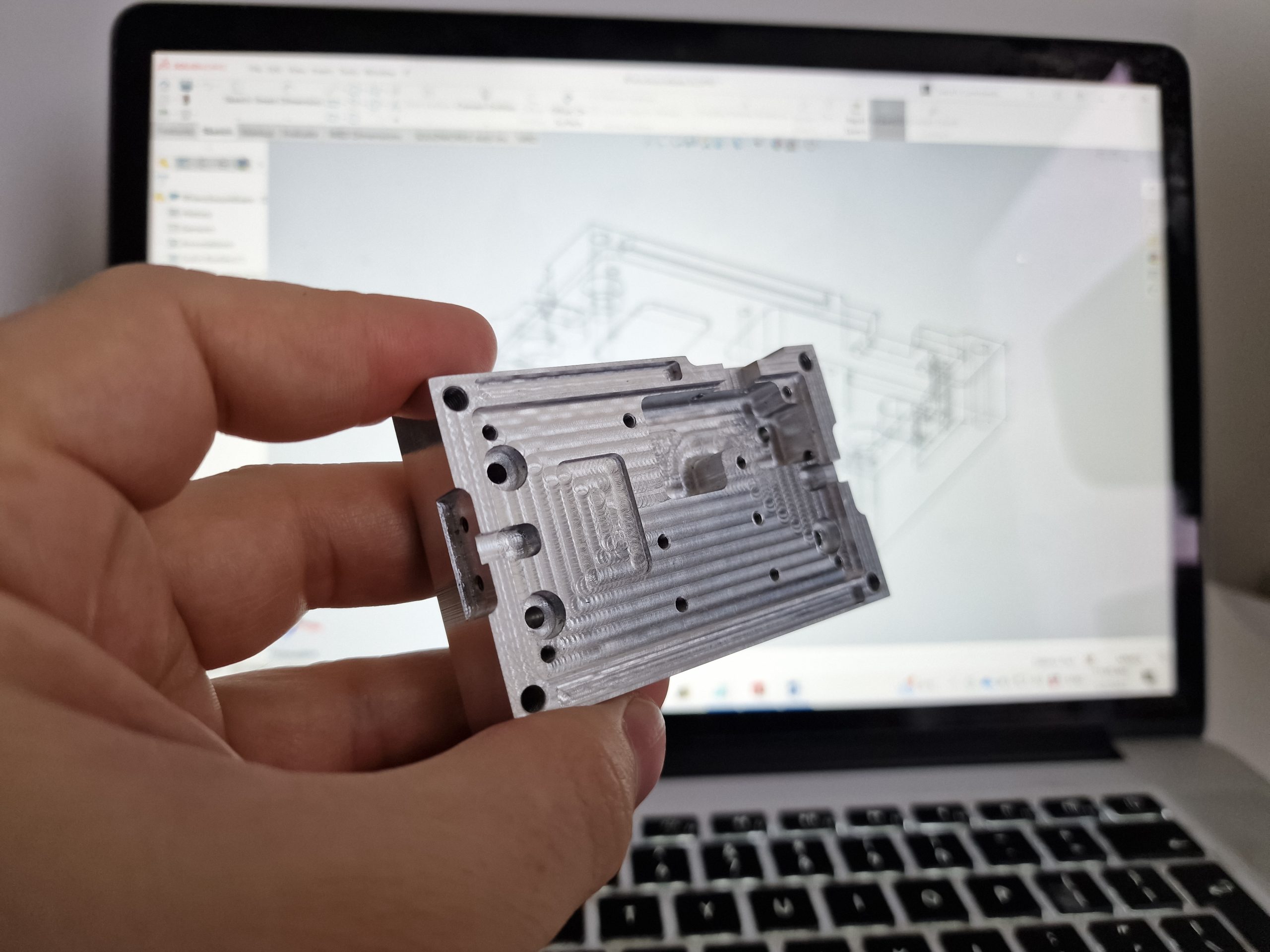 Mechanical,Engineer,Hand,Holding,Cnc,Milled,Custom,Designed,Project,In Mechanical,Engineer,Hand,Holding,Cnc,Milled,Design project